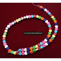76pcs 5mm Heart beads multicolored reconstituted stone 15 inch strand BS004